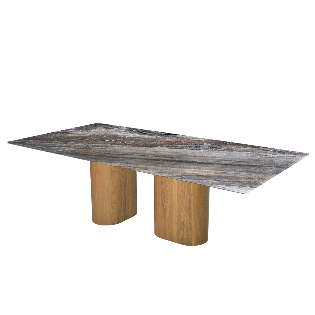 8ft Rectangular Venice Brown Natural Marble Dining Table