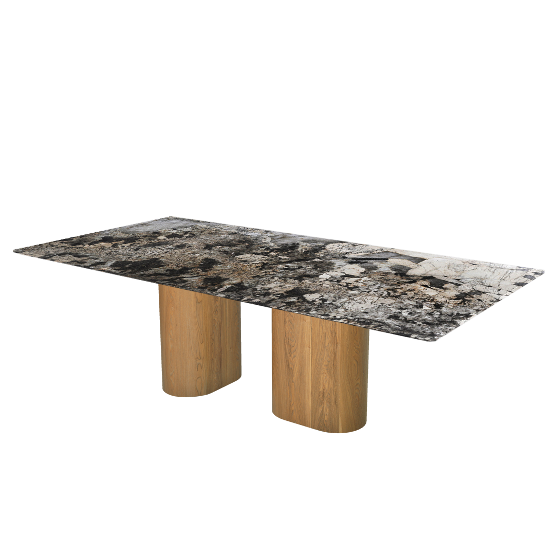 8ft Rectangular Pandora Natural Marble Dining Table