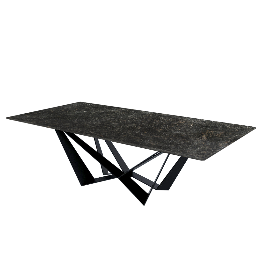 8ft Rectangular Platinum Diamond Natural Marble Dining Table