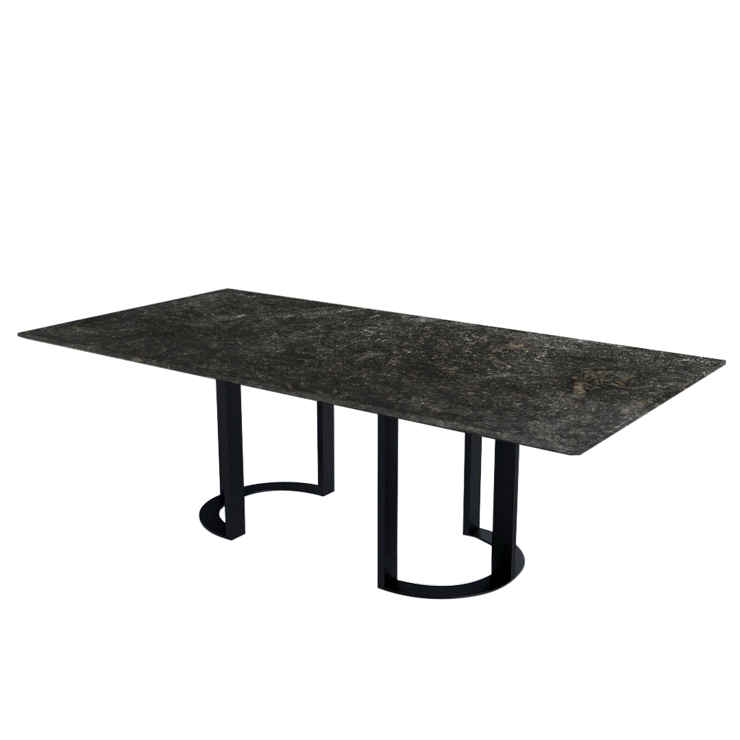 8ft Rectangular Platinum Diamond Natural Marble Dining Table