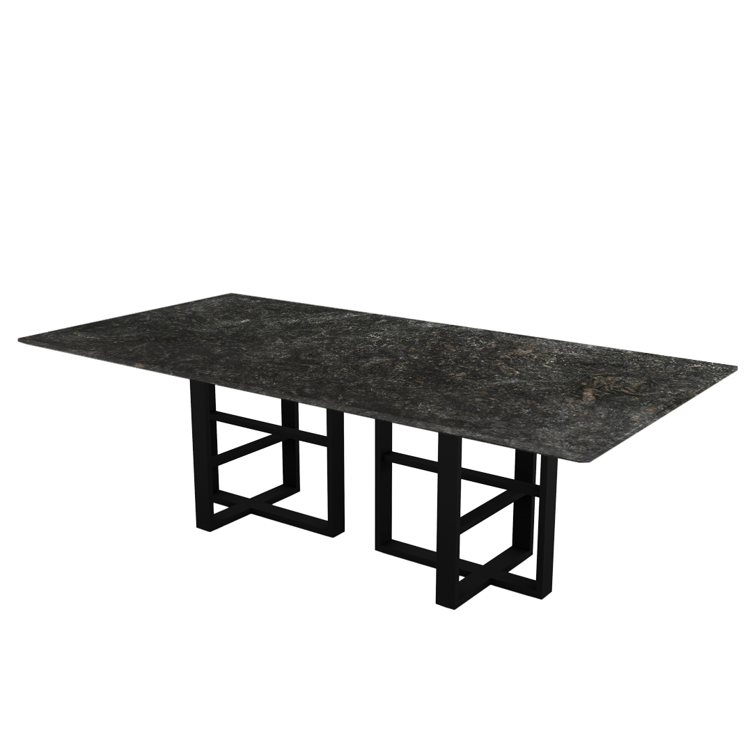 8ft Rectangular Platinum Diamond Natural Marble Dining Table