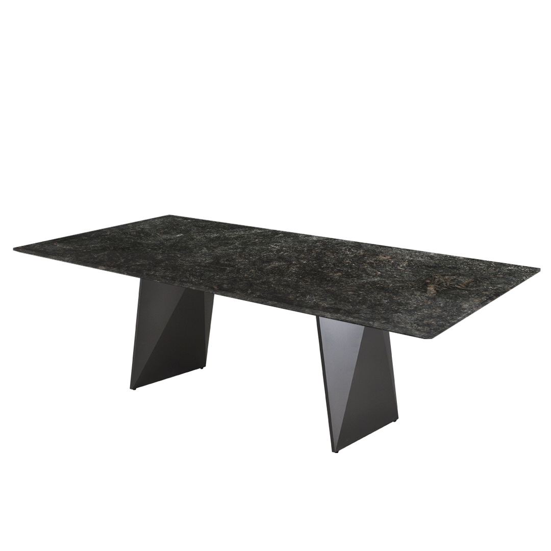 8ft Rectangular Platinum Diamond Natural Marble Dining Table
