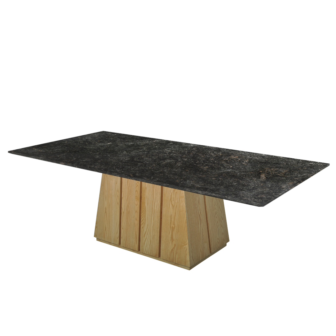 8ft Rectangular Platinum Diamond Natural Marble Dining Table