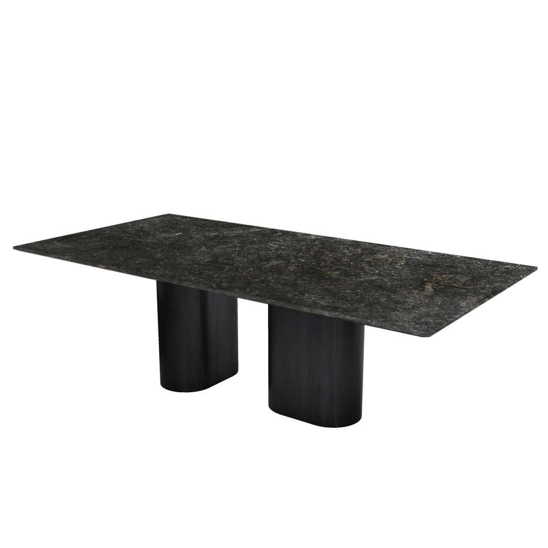 8ft Rectangular Platinum Diamond Natural Marble Dining Table