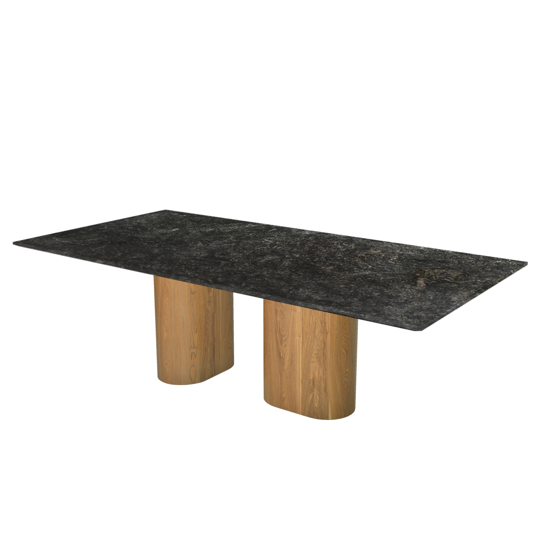 8ft Rectangular Platinum Diamond Natural Marble Dining Table