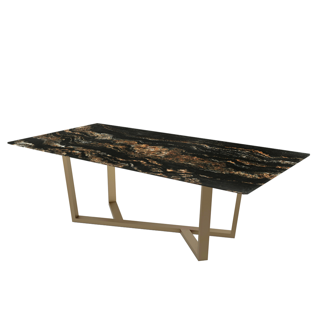 8ft Rectangular Black Taurus Natural Marble Dining Table
