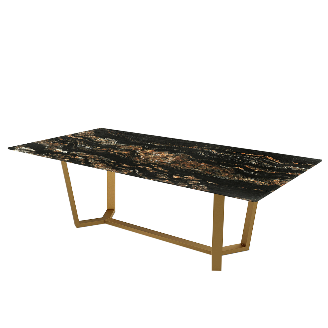 8ft Rectangular Black Taurus Natural Marble Dining Table