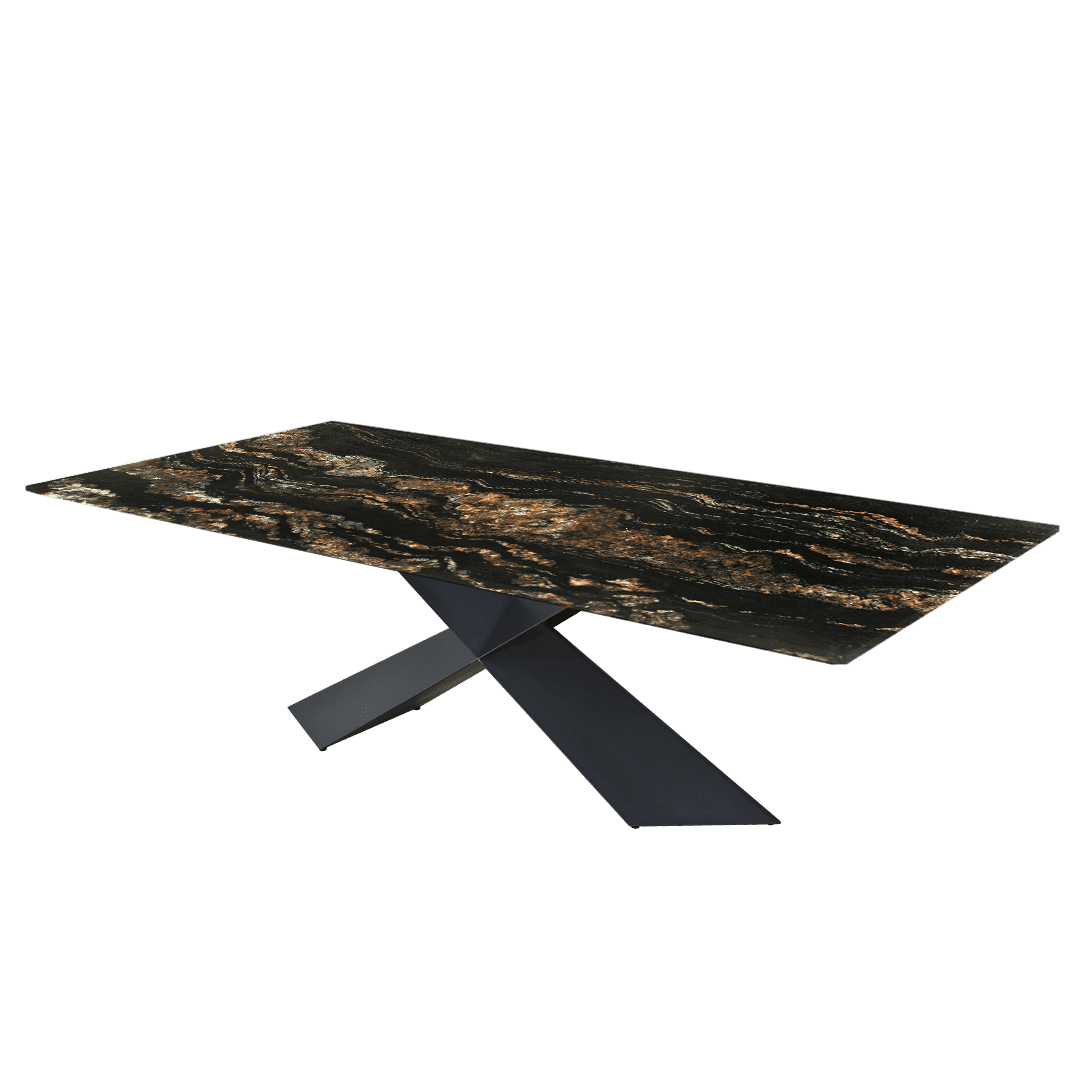 8ft Rectangular Black Taurus Natural Marble Dining Table