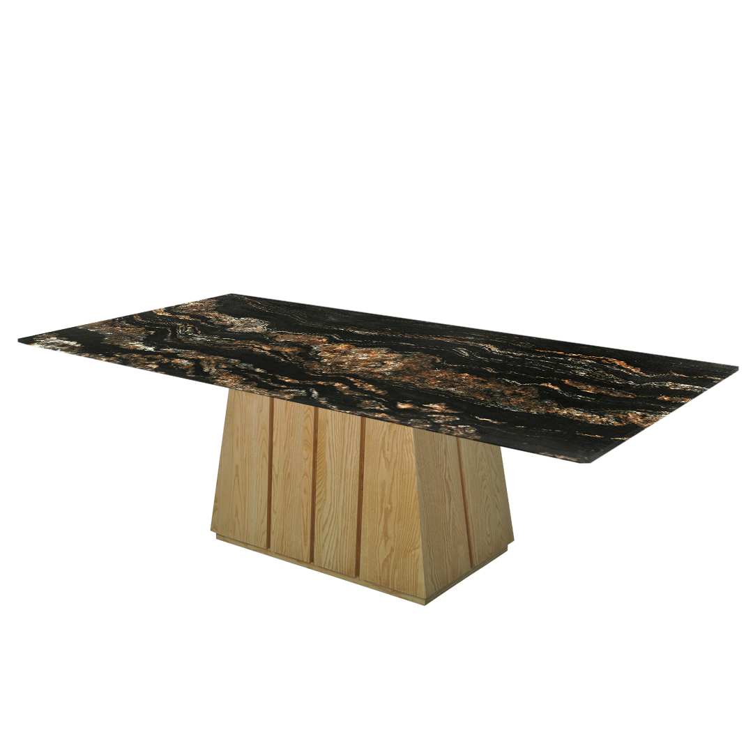 8ft Rectangular Black Taurus Natural Marble Dining Table