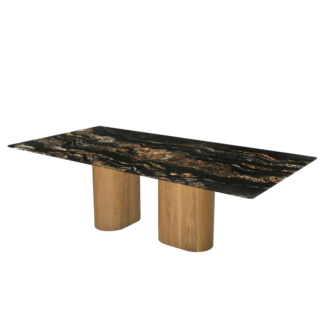 8ft Rectangular Black Taurus Natural Marble Dining Table