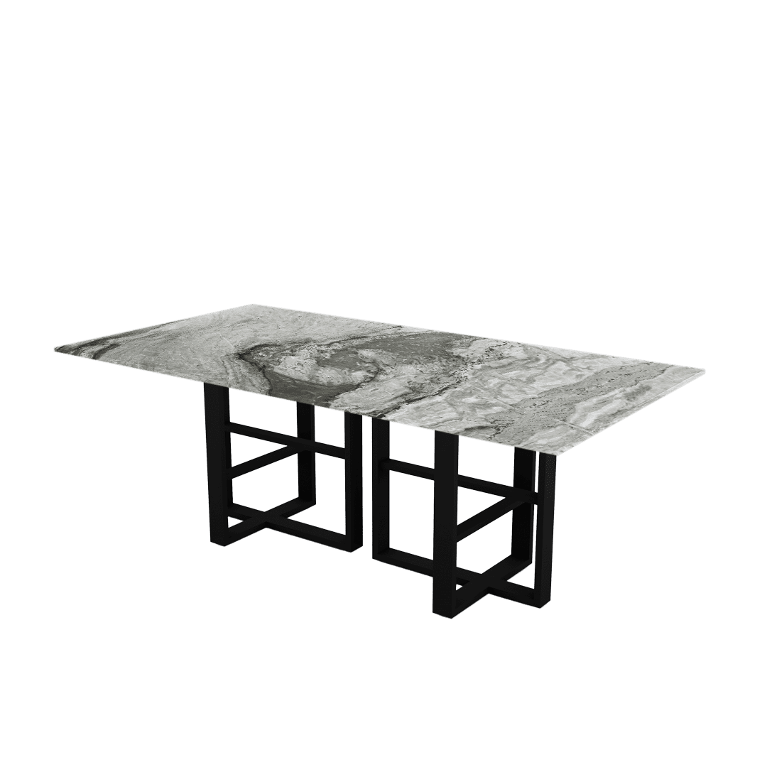 7ft Rectangular Forest Green Natural Marble Dining Table