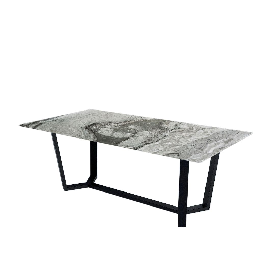 7ft Rectangular Forest Green Natural Marble Dining Table