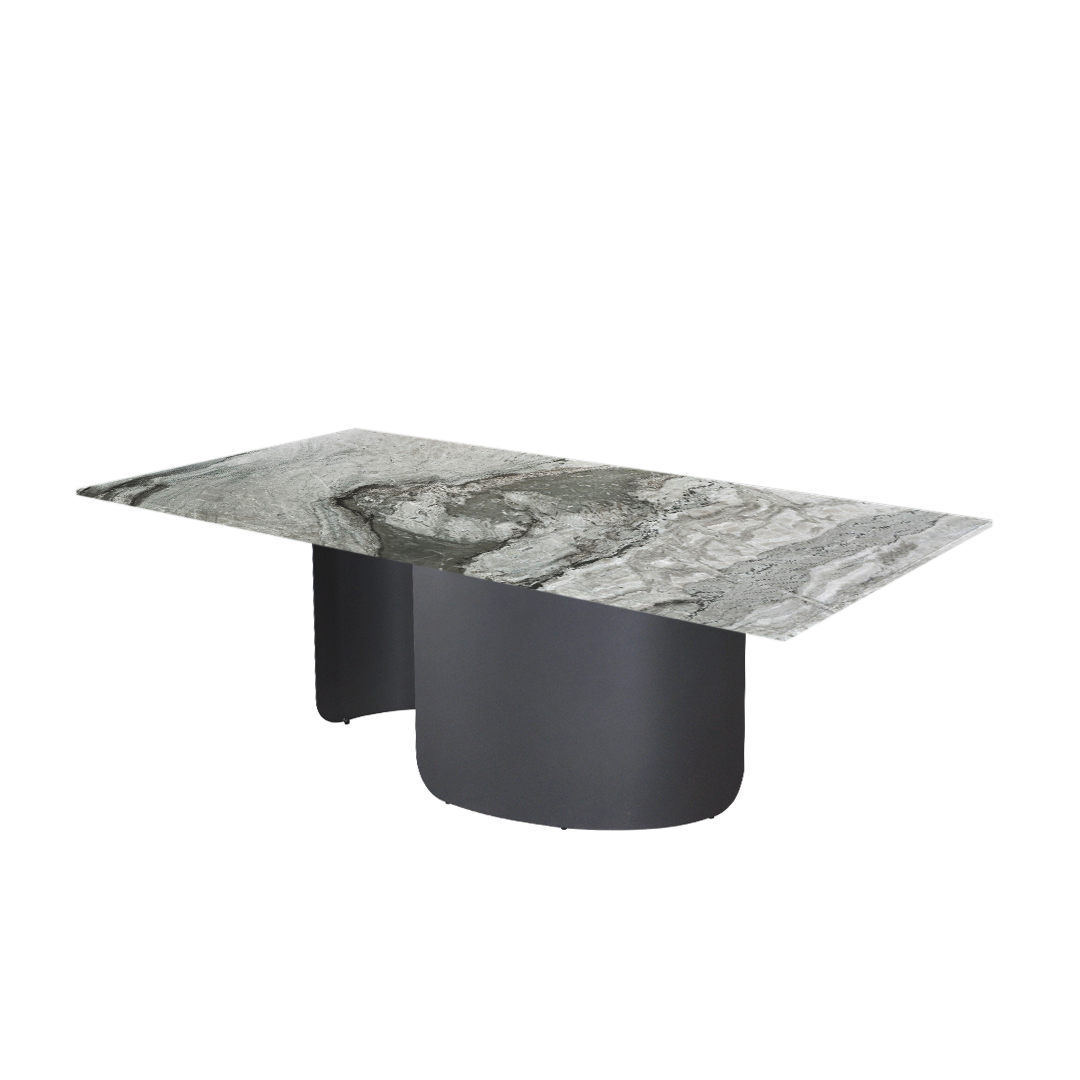 7ft Rectangular Forest Green Natural Marble Dining Table