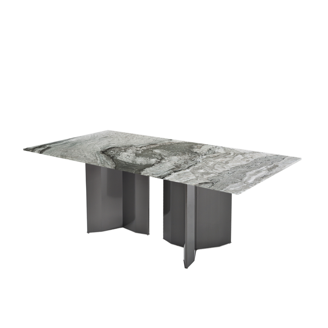 7ft Rectangular Forest Green Natural Marble Dining Table