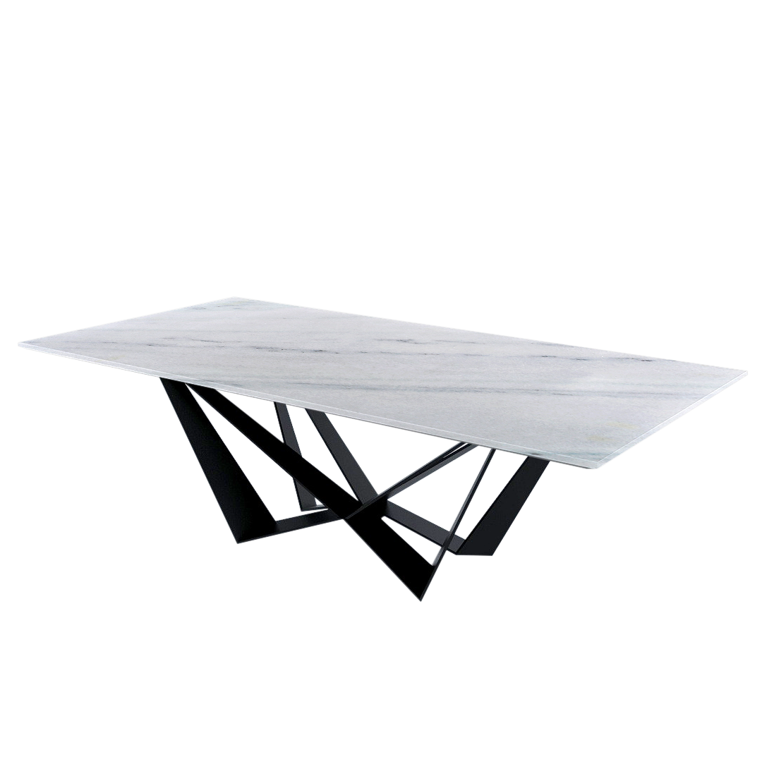 8ft Rectangular Columbia White Natural Marble Dining Table