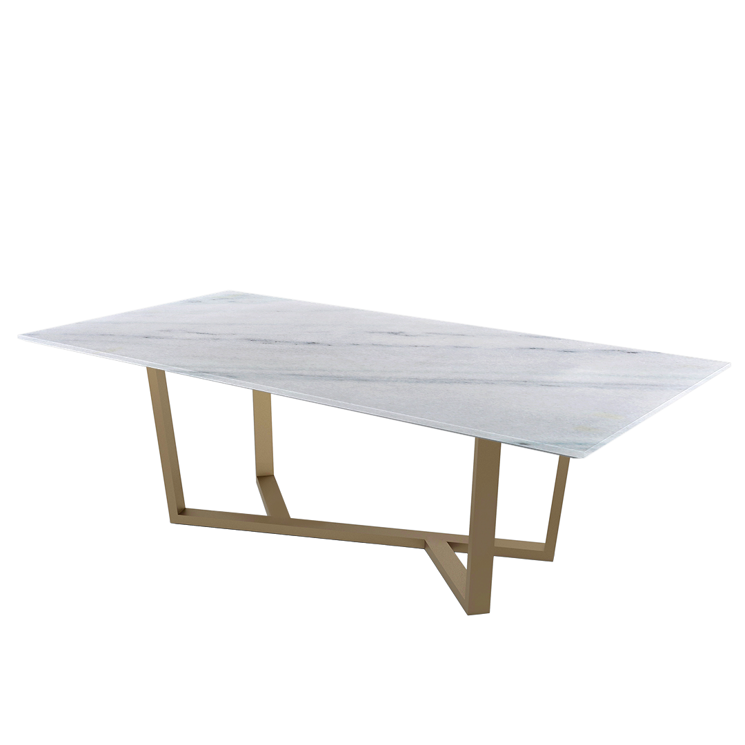 8ft Rectangular Columbia White Natural Marble Dining Table