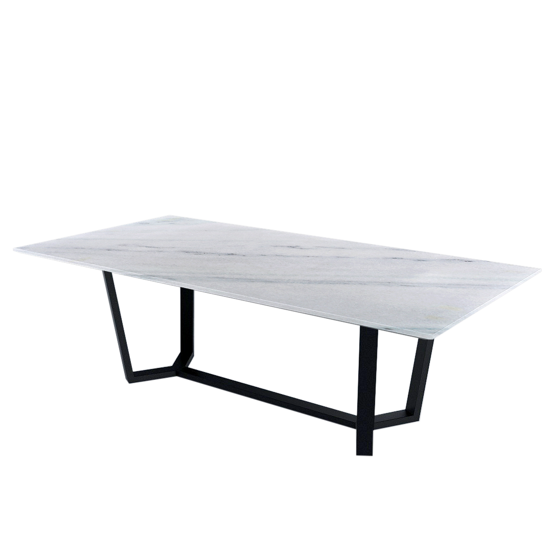 8ft Rectangular Columbia White Natural Marble Dining Table