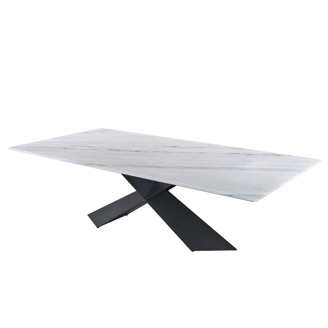 8ft Rectangular Columbia White Natural Marble Dining Table