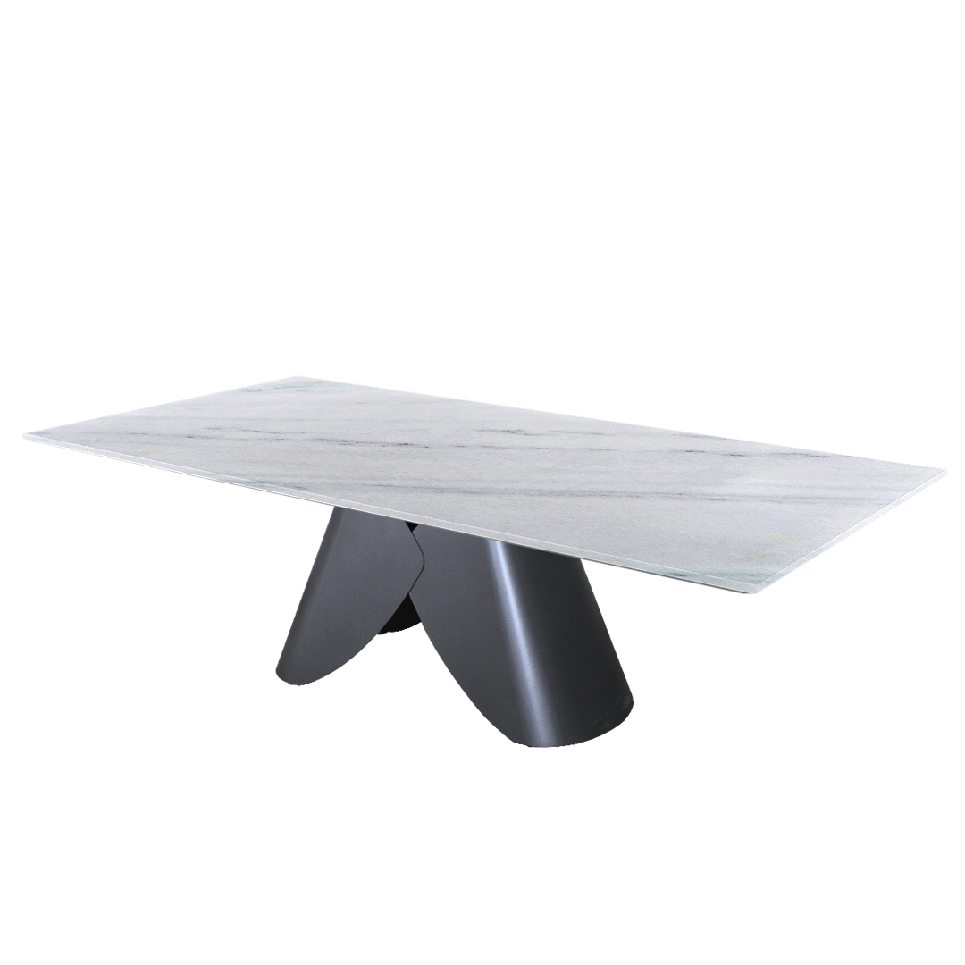 8ft Rectangular Columbia White Natural Marble Dining Table