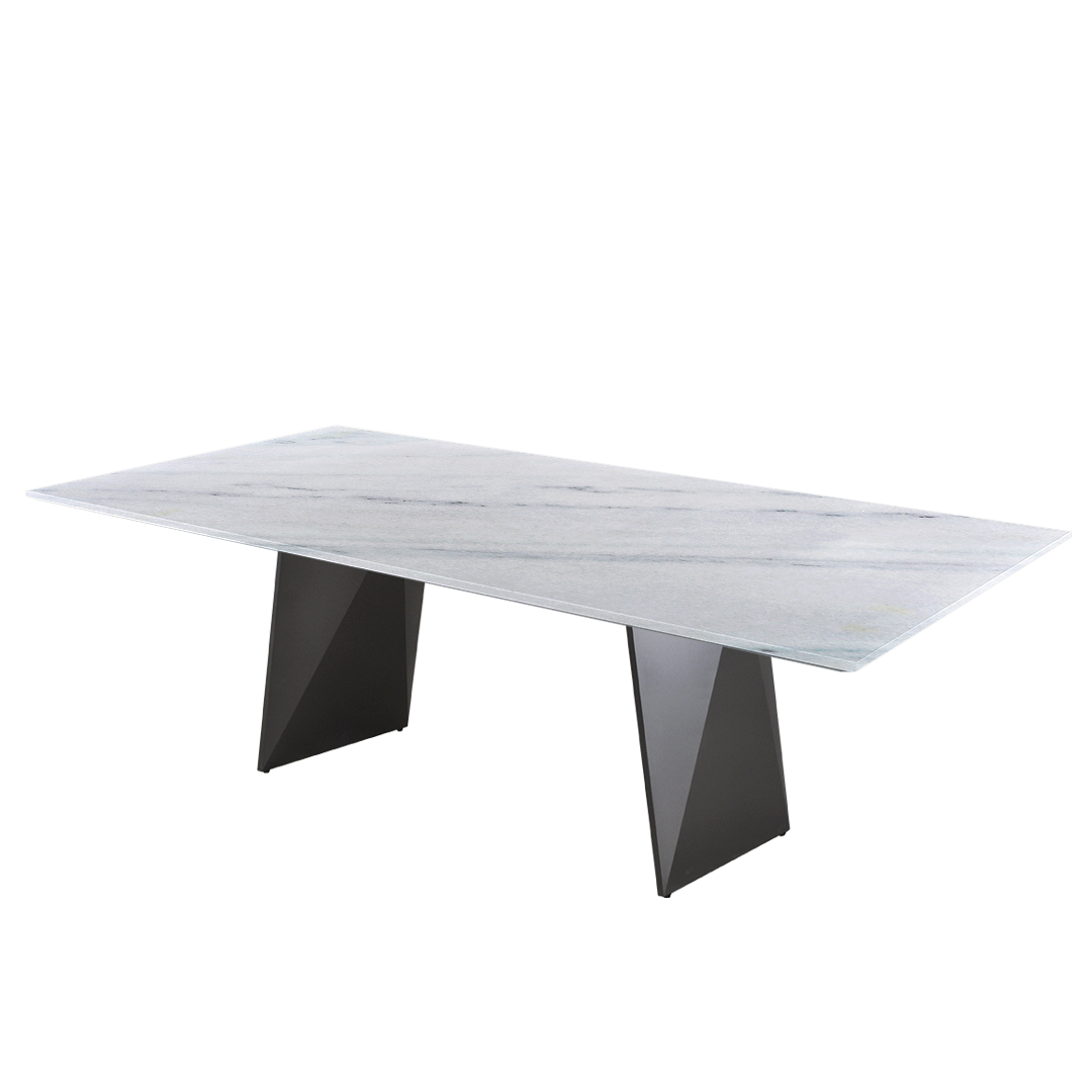 8ft Rectangular Columbia White Natural Marble Dining Table