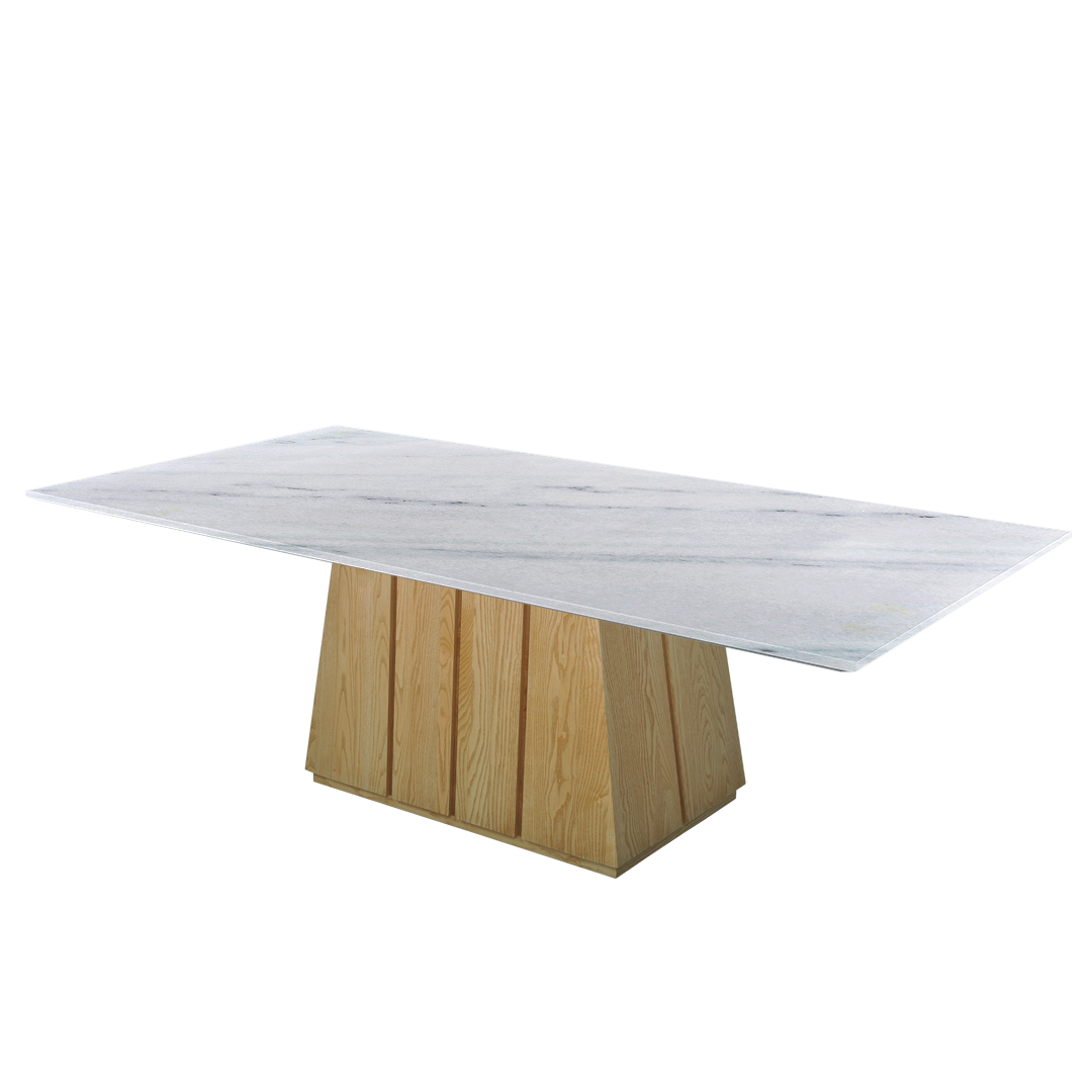 8ft Rectangular Columbia White Natural Marble Dining Table