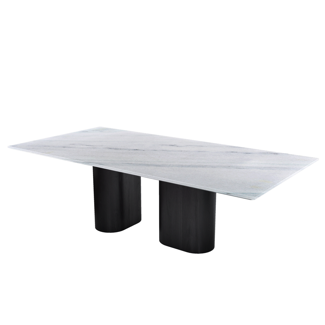 8ft Rectangular Columbia White Natural Marble Dining Table