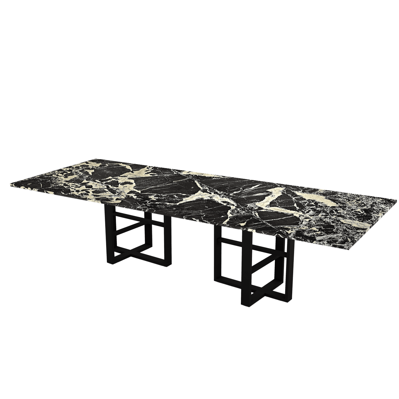 10ft Rectangular Bulgari Black Natural Marble Dining Table