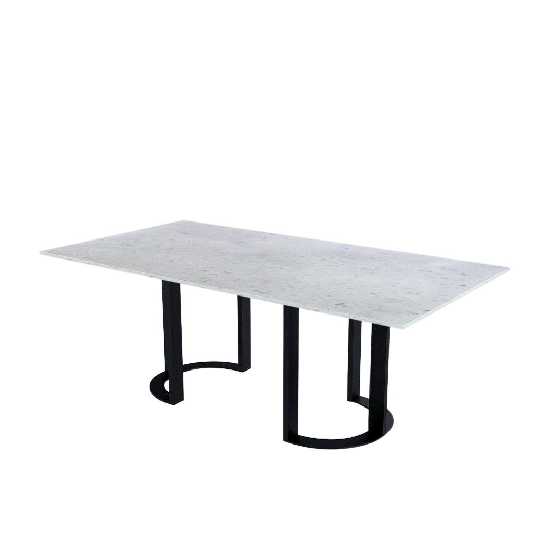 7ft Rectangular Diamond White Natural Marble Dining Table