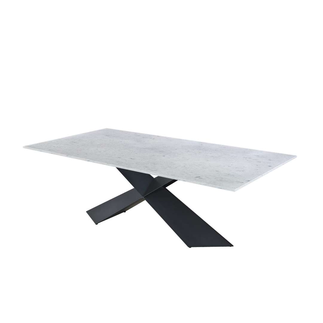 7ft Rectangular Diamond White Natural Marble Dining Table