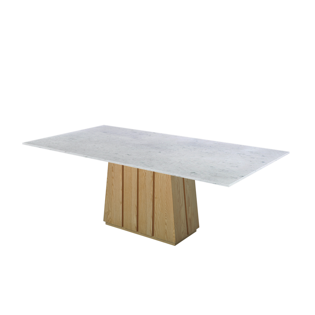 7ft Rectangular Diamond White Natural Marble Dining Table