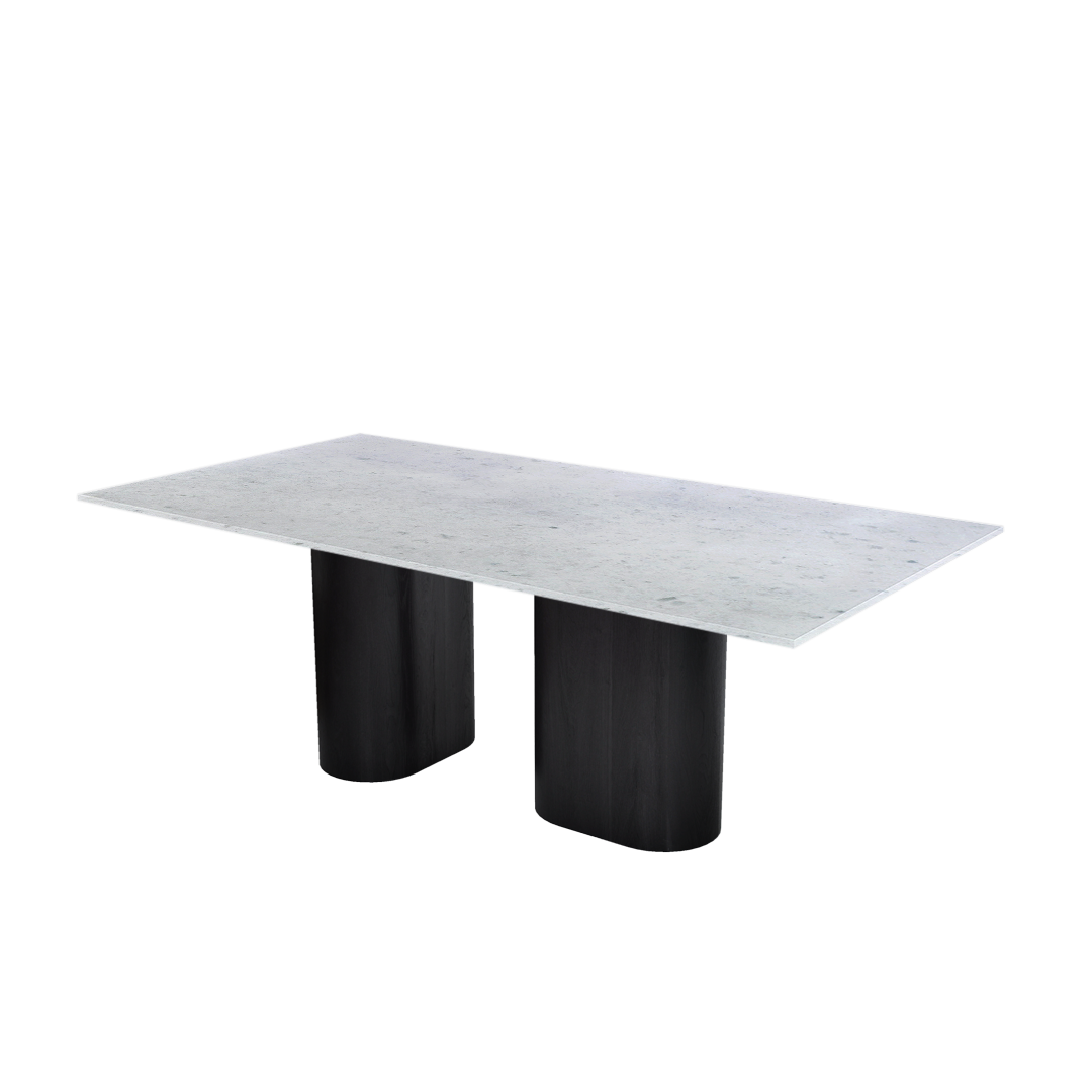 7ft Rectangular Diamond White Natural Marble Dining Table
