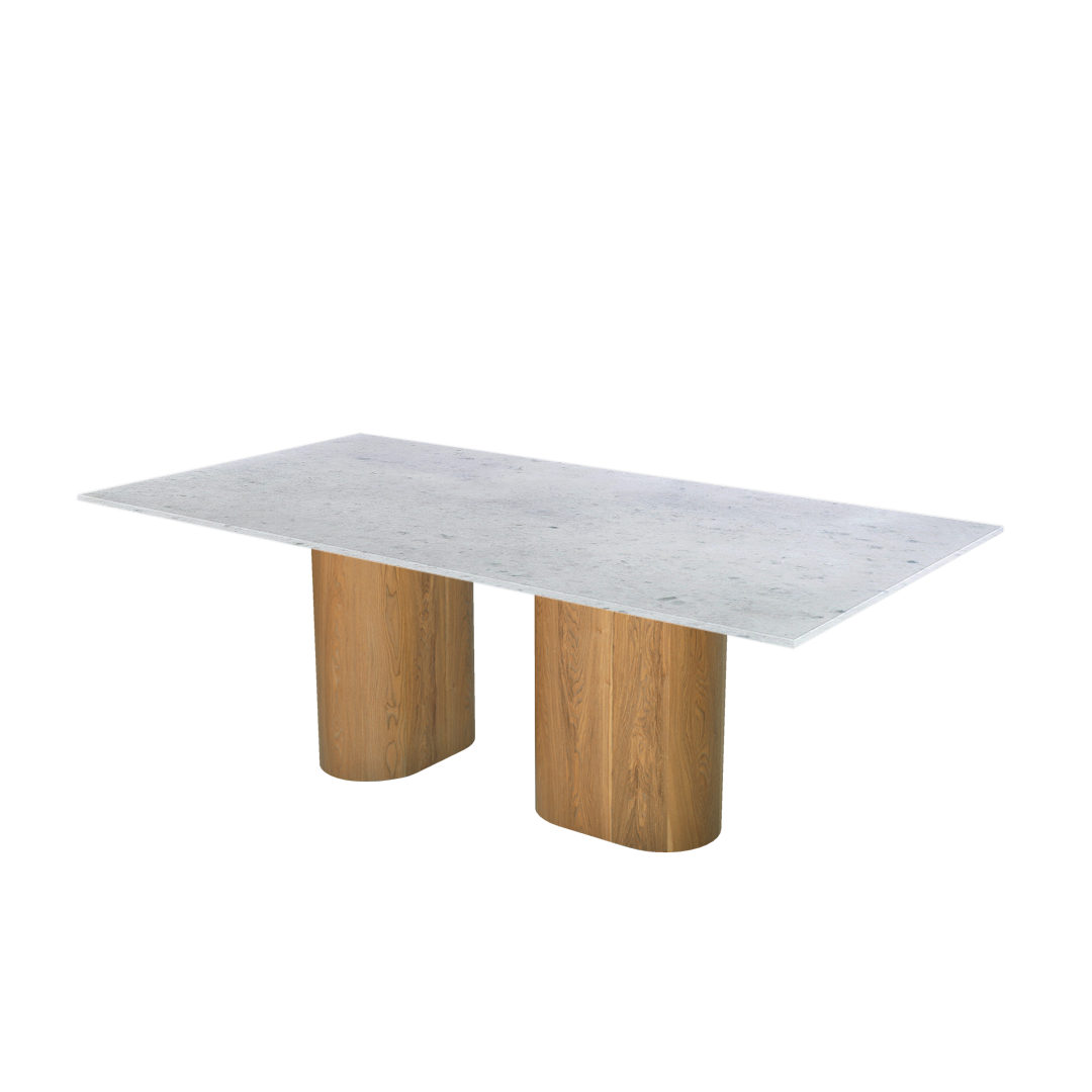 7ft Rectangular Diamond White Natural Marble Dining Table