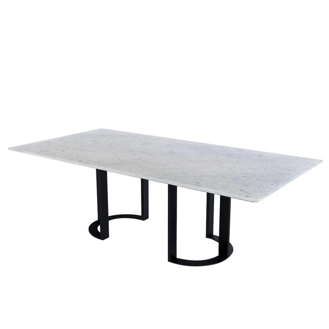 8ft Rectangular Diamond white Natural Marble Dining Table