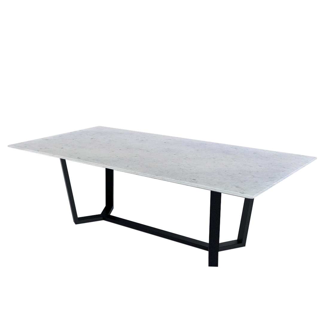 8ft Rectangular Diamond white Natural Marble Dining Table