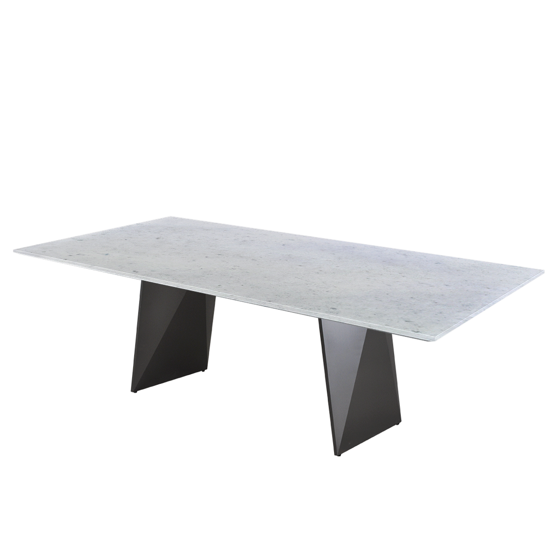 8ft Rectangular Diamond white Natural Marble Dining Table