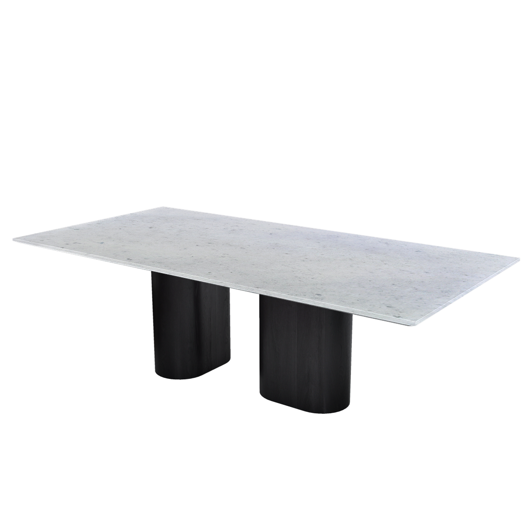 8ft Rectangular Diamond white Natural Marble Dining Table