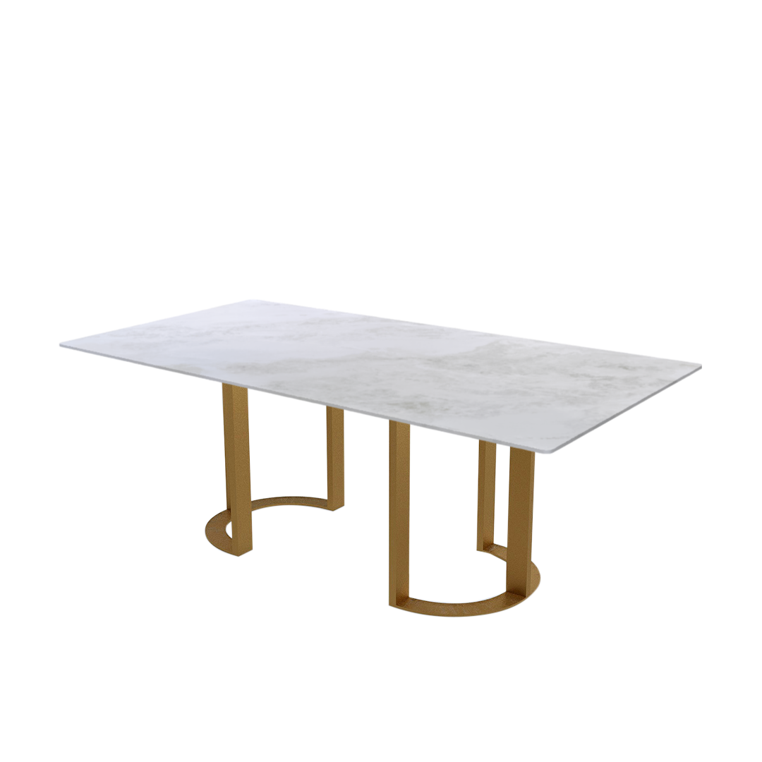 7ft Rectangular Fendi White Natural Marble Dining Table