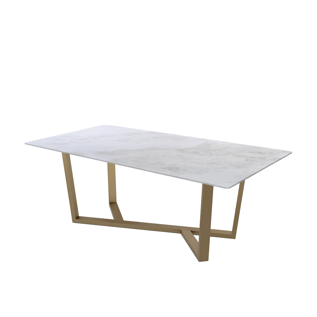 7ft Rectangular Fendi White Natural Marble Dining Table