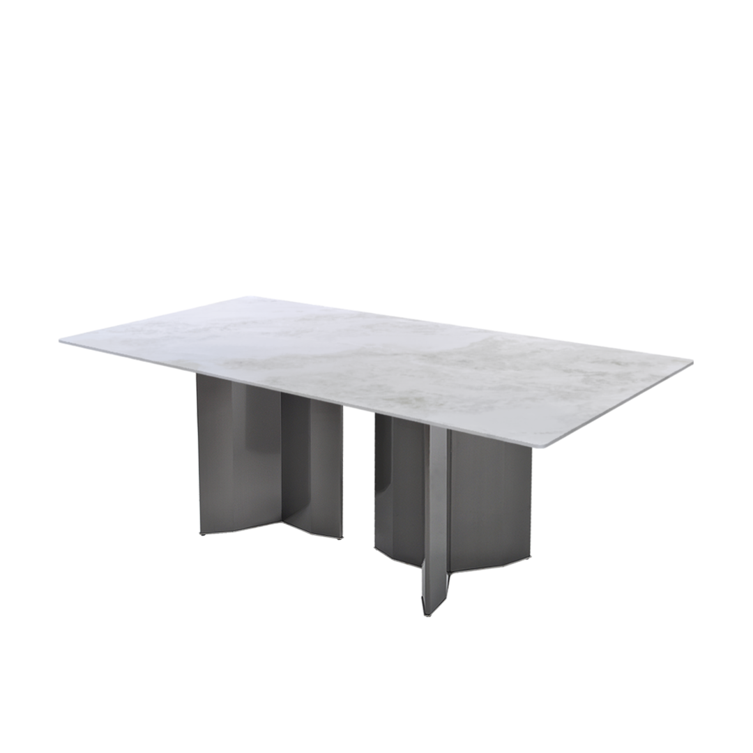 7ft Rectangular Fendi White Natural Marble Dining Table