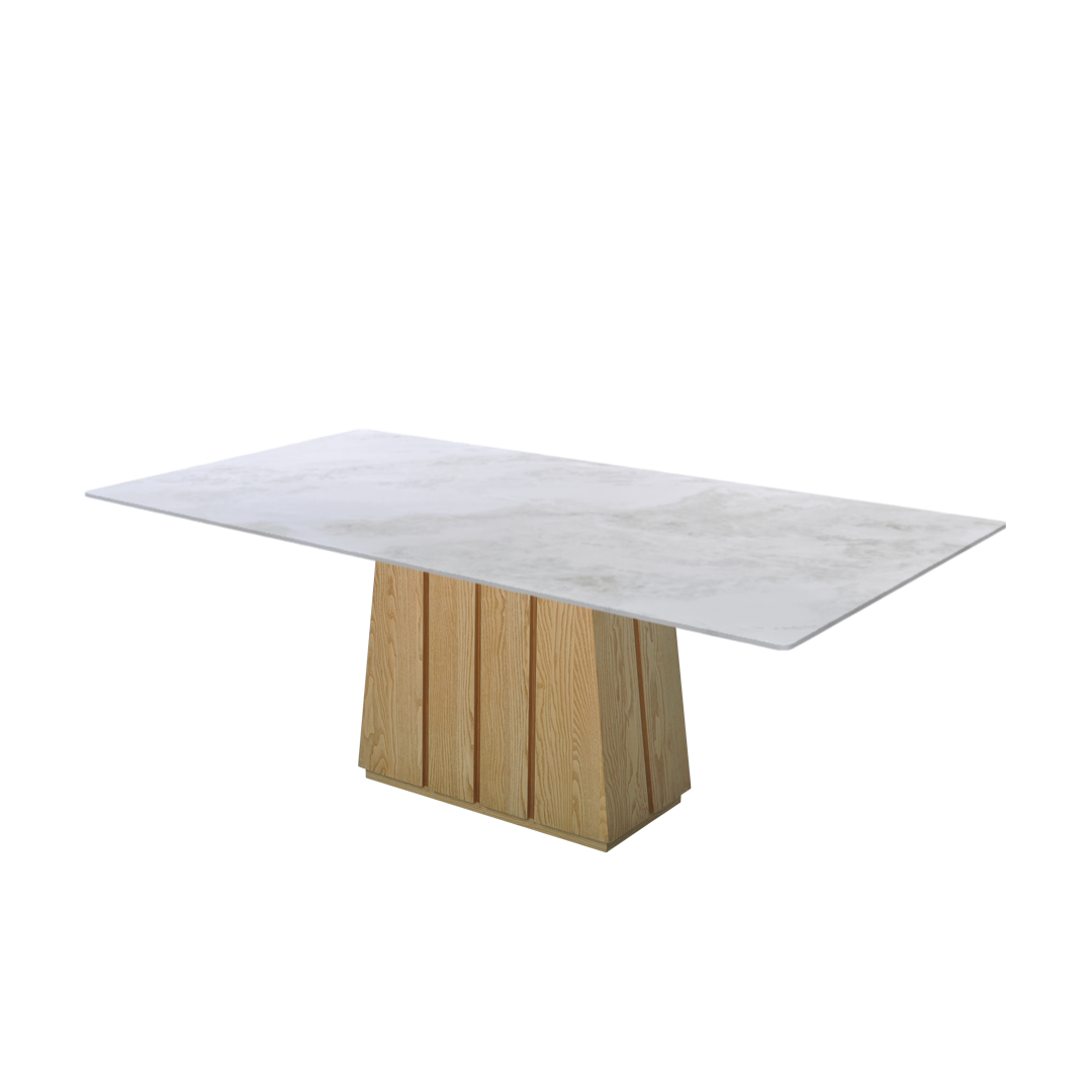 7ft Rectangular Fendi White Natural Marble Dining Table