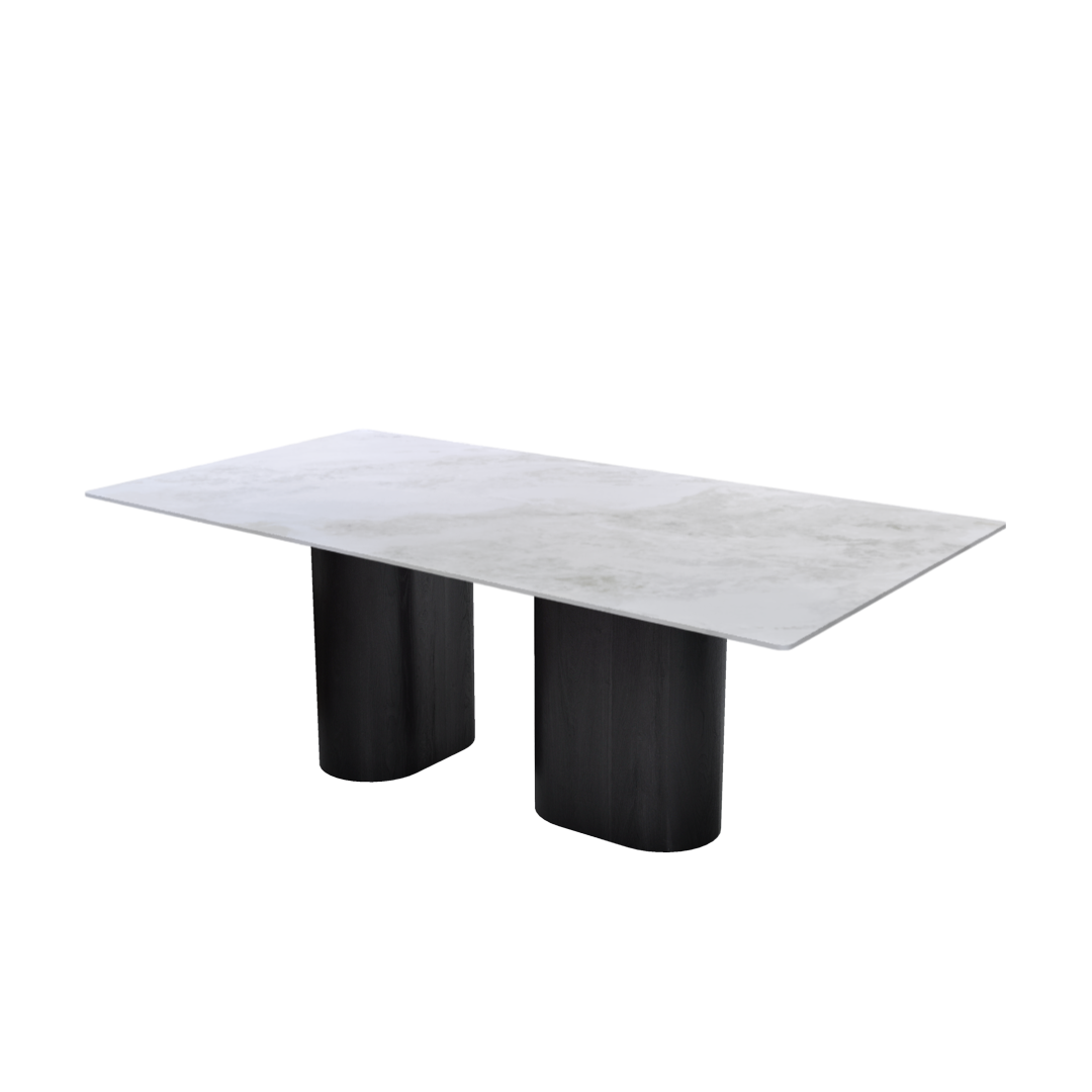 7ft Rectangular Fendi White Natural Marble Dining Table