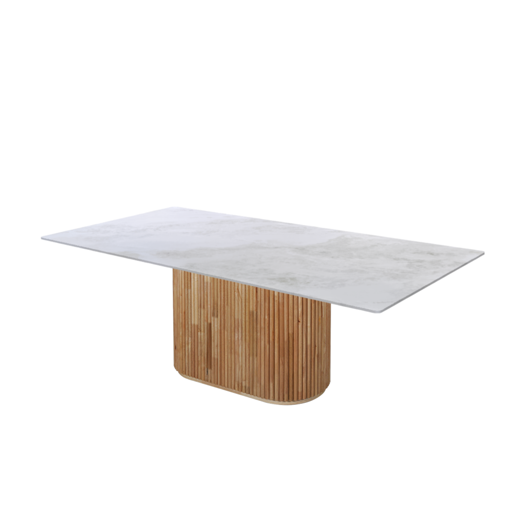 7ft Rectangular Fendi White Natural Marble Dining Table