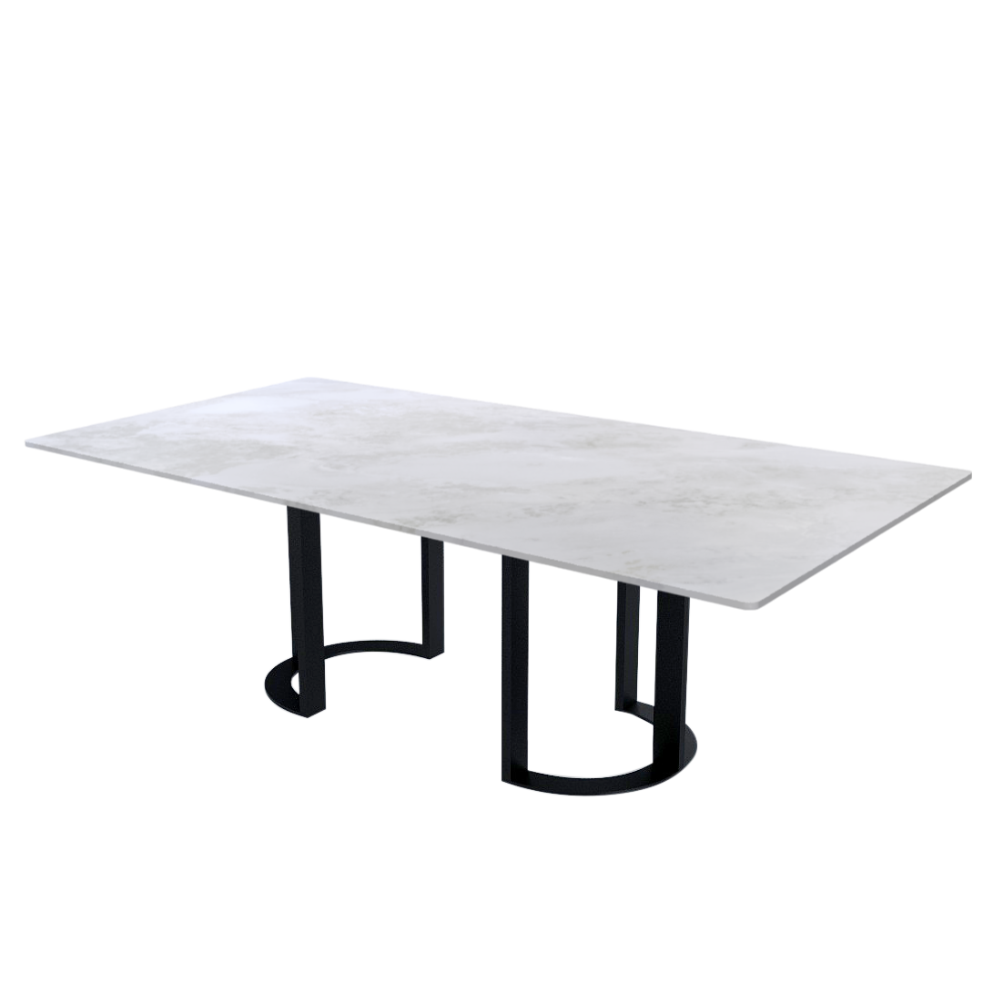 8ft Rectangular Fendi White Natural Marble Dining Table