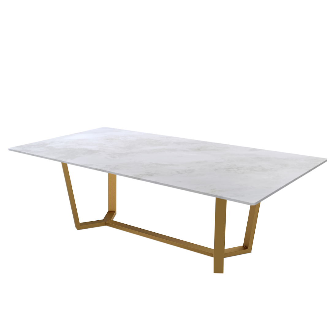 8ft Rectangular Fendi White Natural Marble Dining Table