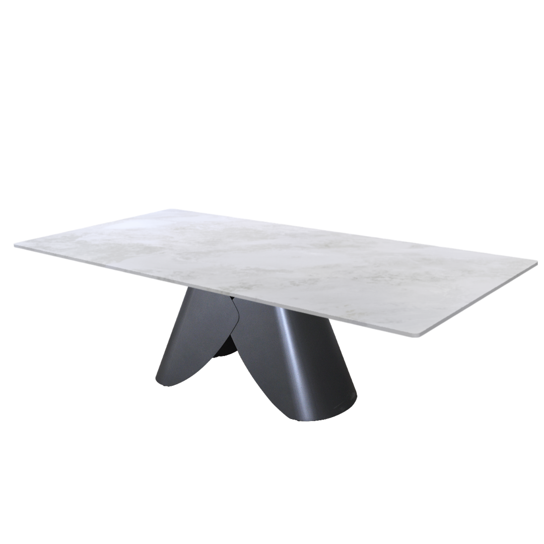 8ft Rectangular Fendi White Natural Marble Dining Table