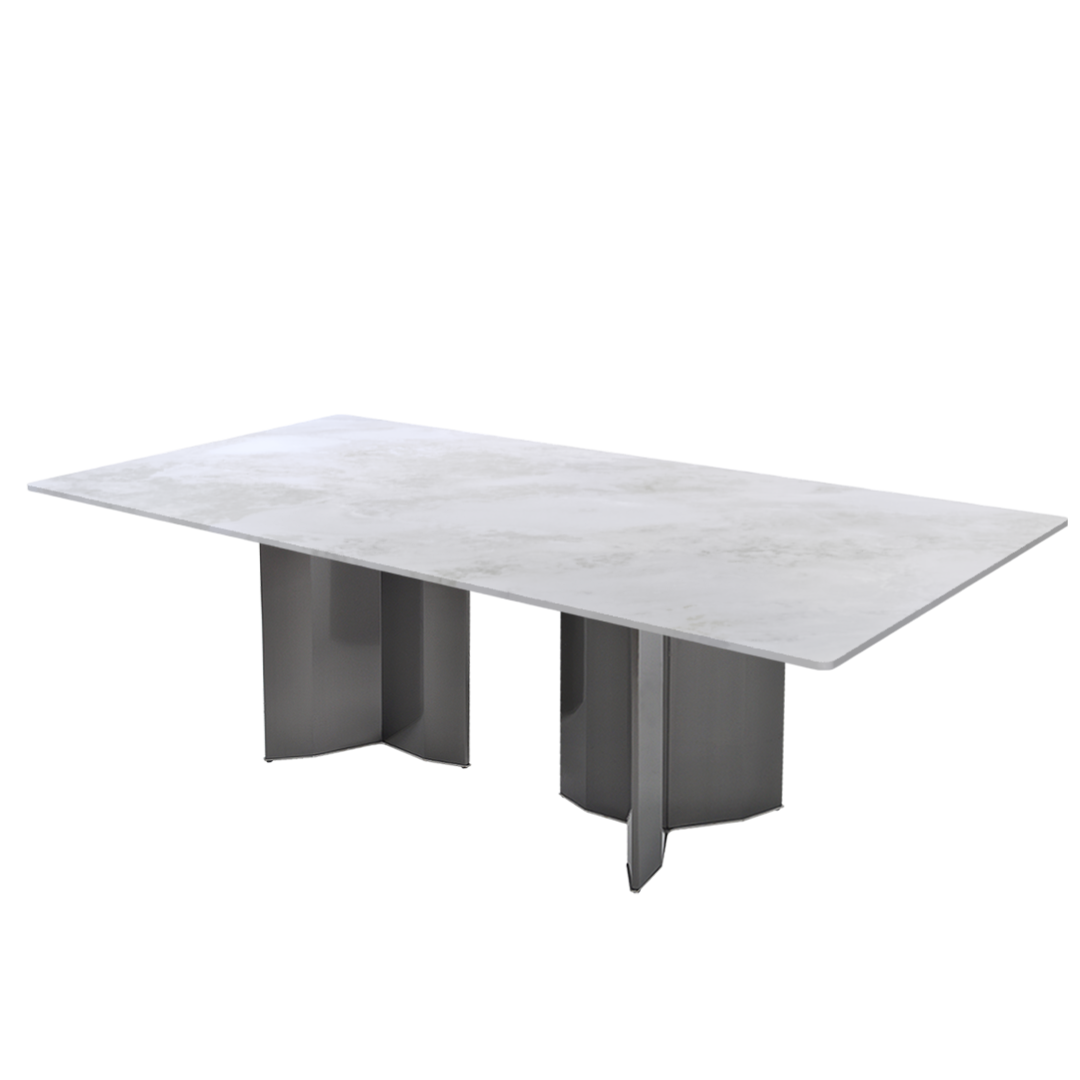 8ft Rectangular Fendi White Natural Marble Dining Table