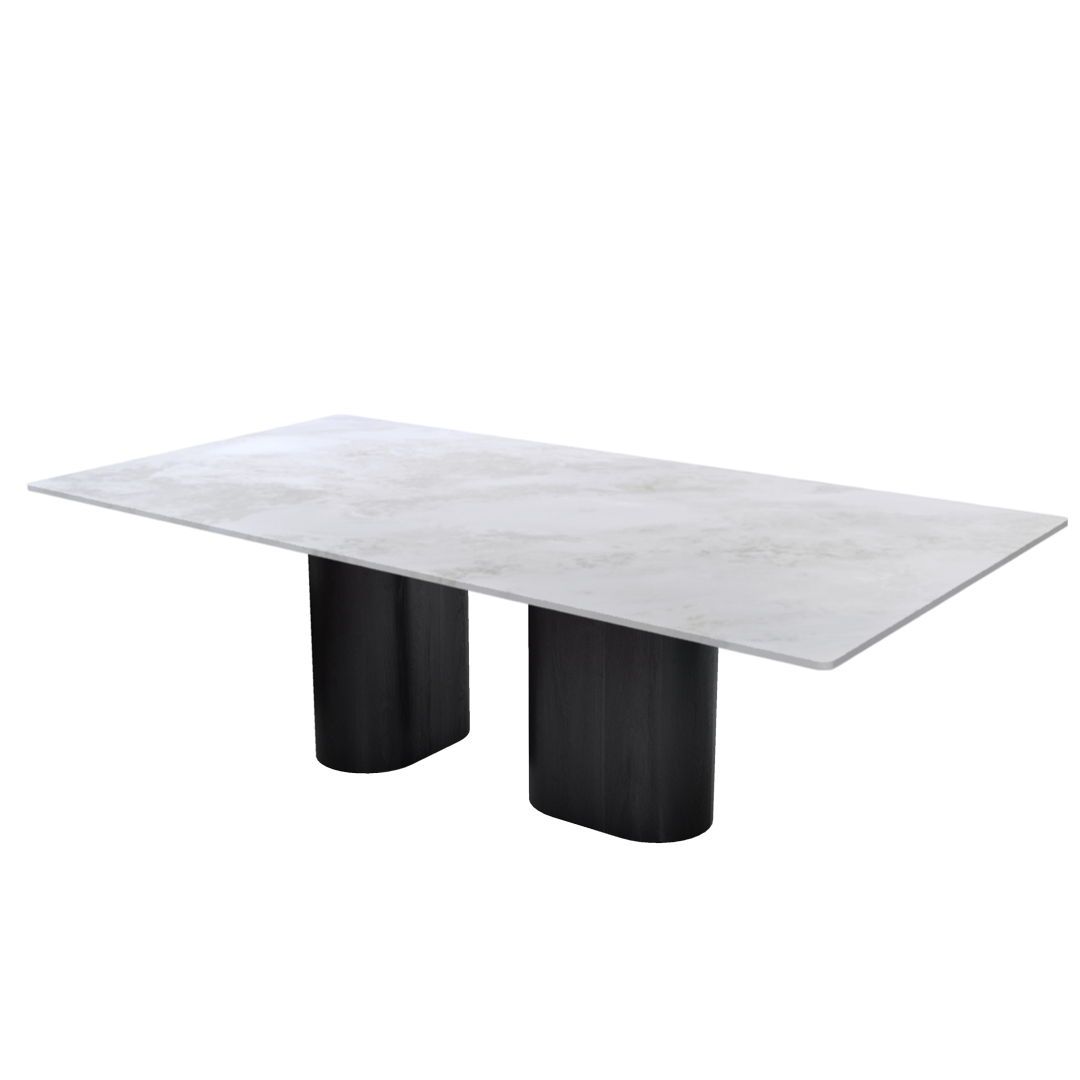 8ft Rectangular Fendi White Natural Marble Dining Table