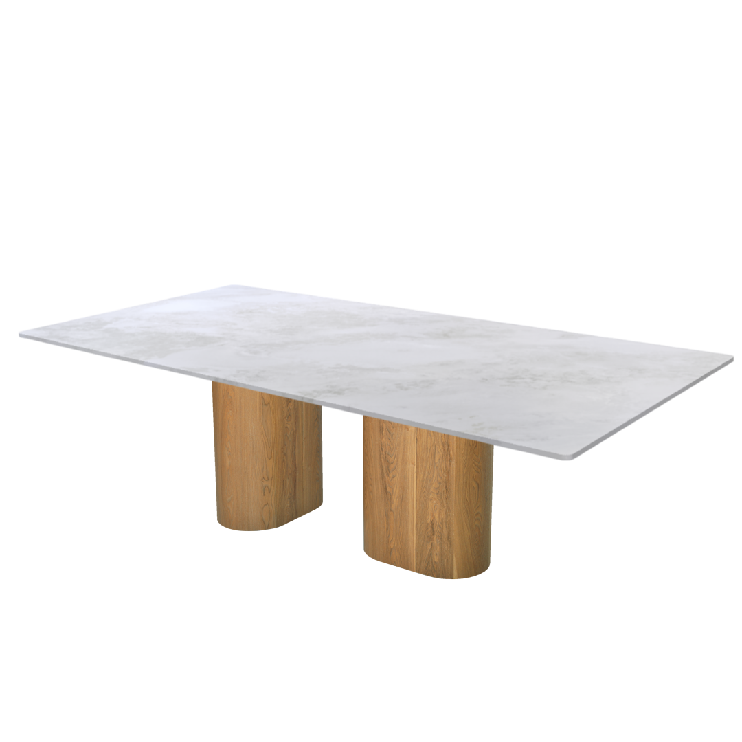 8ft Rectangular Fendi White Natural Marble Dining Table