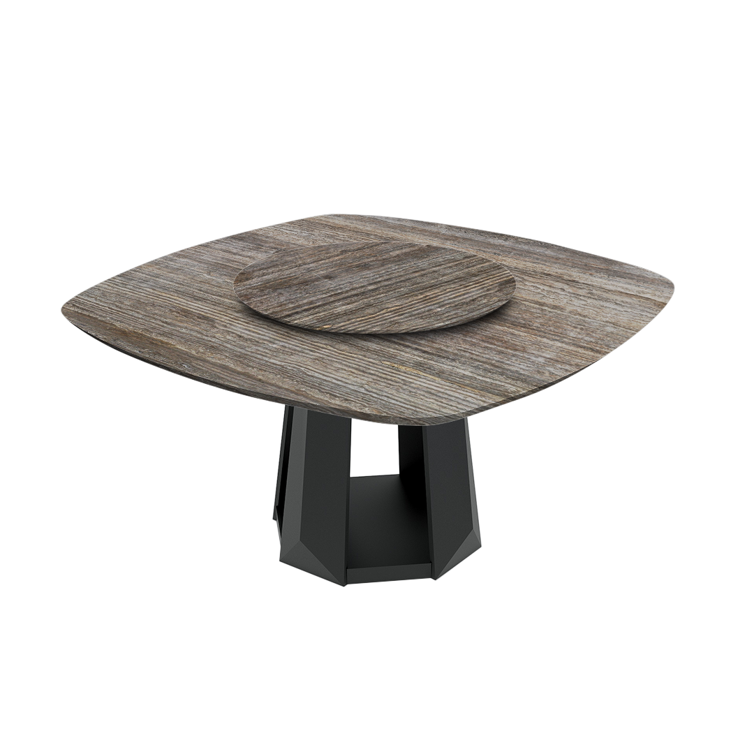 5ft Square Silver Travertine Natural Marble Dining Table