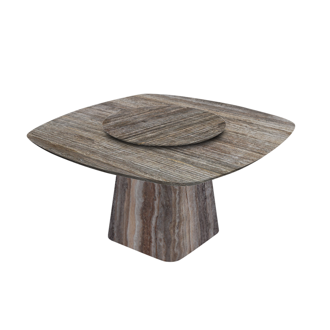 5ft Square Silver Travertine Natural Marble Dining Table